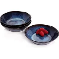 SÄNGER Suppenteller Tokio Suppenschalen Set, (4 St), Blau Schwarz, Handmade, Premium Collection