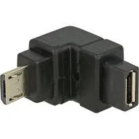 USB 2.0 Adapter, Micro-USB Stecker > Micro-USB Buchse 90° schwarz, nach unten abgewinkelt