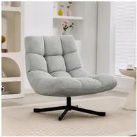 HOMCOM Relaxsessel mit Breiter Sitzfläche, wasserabweisend Chenille-Optik, Stahlbeine (gepolstert Sessel, 1-St., Drehbar Loungesessel), für Wohnzimmer, Schlafzimmer, Hellgrau
