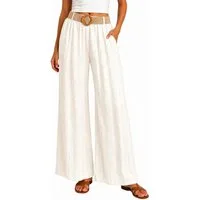 Mississhop Palazzohose Damen Palazzo Hose mit weitem Bein und elastischem Bund mit Gürtel S/M