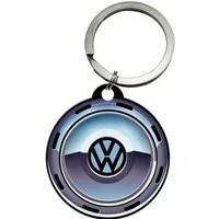 Nostalgic-Art Schlüsselanhänger mit Gravur Edelstahl Schlüsselanhänger Ø 4cm - Volkswagen VW Wheel
