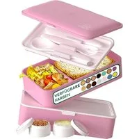UMAMI Lunchbox All-in-1 1,2L Brotdose - mit Besteck und 2 Saucenbehältern, (für Erwachsene mit Zubehör), Auslaufsichere Brotbox mit Fächern für Meal Prep