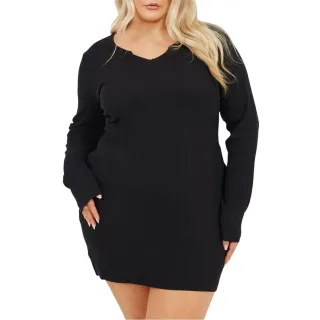 Brave Soul - Minikleid für Damen, V-Ausschnitt, Langärmlig (Schwarz)