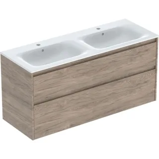 Geberit Renova Plan Set Doppelmöbelwaschtisch schmaler Rand, mit Unterschrank, zwei, 504042JR8 504042JR8