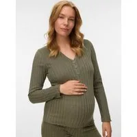Mamalicious V-Shirt MLFELIZIA LIA LS JRS TOP 2F NOOS in Rippenoptik