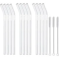 KeMar Kitchenware Trinkhalme Glastrinkhalme, (verschiedene Sets, 12-tlg., nach Auswahl), aus Borosilikat Glas