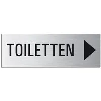 OFFORM DESIGN Hinweisschild Toiletten rechts Schild 240x80 mm Aluminium selbstklebend, (1 St)
