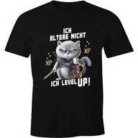MoonWorks Print-Shirt Herren T-Shirt Gaming ich altere nicht ich level up! Zocker Sprüche mit Print
