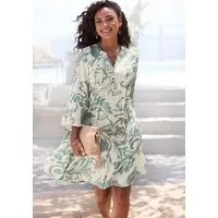 Vivance Tunikakleid im sommerlichen Boho-Stil mit Volant aus Viskose-Webware luftiges Sommerkleid mit 3/4 Ärmeln, Strandkleid, Longbluse