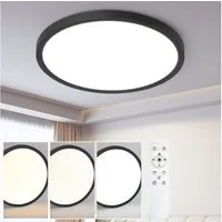 Nettlife LED Panel Flach Dimmbar Deckenleuchte 30cm Rund Weiß 24W zimmer, Dimmbar mit Fernbedienung, LED fest integriert, Warmweiß, Neutralweiß, Kaltweiß, Flurlampe lampe für Küche Flur Schlafzimmer