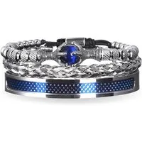 UNIQAL.de Edelstahlarmband Set Edelstahlarmband SET Herren "BLUE EAGLE ROYAL" - Set 3-Armbänder (Edelstahl, Casual Style, handgefertigt), mit Zirkonia