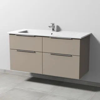 Sanipa 3way Keramik-Set Venticello Keramik-Waschtisch und Unterbau mit 4 Auszügen, Sandgrau-Matt UF32767