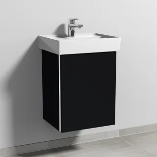 Sanipa 3way Waschtischunterbau zu Villeroy & Boch Collaro Waschtisch mit 1 Tür, Schwarz-Matt BS83108