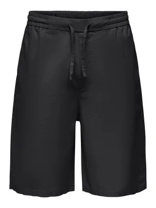 ONLY&SONS - ONSDAVES WIDE COT LIN 0007 SHORTS Jet Black - Gr. - L