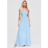 OMBRE Abendkleid Damen Abendkleid mit A-Linie und Spaghetti-Trägern Blau L (kein Set, 1-tlg) maxi Kleid