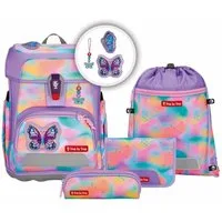 Step by Step Schulranzen Schulranzen-Set CLOUD FLASH Butterfly Luna 5-teilig (5-teilig), Grundschulranzen, ergonomisch, Easy-Grow-System