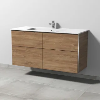 Sanipa 3way Waschtischunterbau zu Duravit ME by Starck Waschtisch mit 4 Auszügen, Eiche-Kansas BR72759