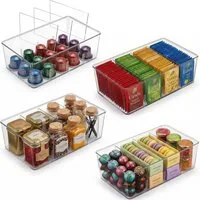 uandu home Teedose uandu Kühlschrank Organizer 4er Set – Küchen Organizer mit Trennwänden, (Packung, 4-tlg., Stapelbare Aufbewahrungsboxen Küche Transparent), Teebeutel Organizer, Schrank & Pantry Ordnungssystem