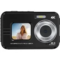 KINSI Sportkamera, Wasserdichte Digitalkamera, Dual-Display, Full HD Outdoor-Kamera (48 MP, 16-facher Digitalzoom mit Autofokus,für Outdooraktivitäten und Tauchen)