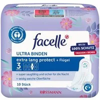 facelle Binden Ultra Binden extra lang protect + Flügel, 3 von 4 Gr., 10 Stück