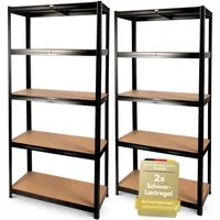 deluxe4home Schwerlastregal 2er Set Kellerregal verzinkt I 40x90x180 cm I Lagerregal bis 875kg