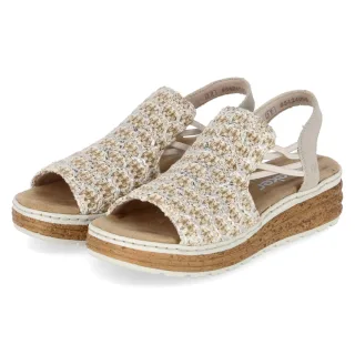 Rieker Sandalen - Gr. 39 - Beige - Textil & Synthetik