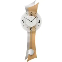 AMS Pendelwanduhr W7425 (Quarzuhr, Holz-/Aluminiumgehäuse,Esszimmer,Wohnzimmer,Made in Germany)