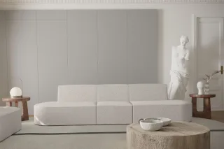 Sofa Designersofa 3-Sitzer MILOT in Stoff Ascot Bukla Beige