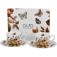 Duo-Gift Espressotasse Set mit Untertassen, Sommer, Frühling, Herbst, Winter, Tasse Motiv, 4-tlg., Porzellan, ZAHRA, 2 Espressotassen ca. 110 ml, Duo Geschenke, Mug, Kollektion, Ideal als Geschenk