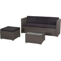 MERXX Gartenlounge-Set Malta, (Set, 10-tlg), inkl. 1 Bank, 1 Hocker, 7 Auflagen, 1 Tisch