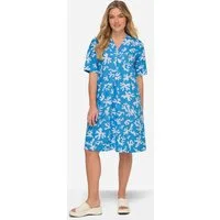 Laurasøn Jerseykleid Leinenmix-Kleid A-Line V-Ausschnitt Halbarm