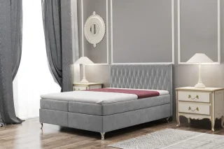 Boxspringbett Schlafzimmerbett ESME 200x220cm in Stoff Monolith Grau