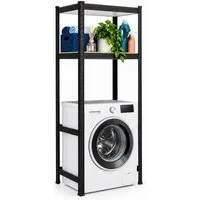 relaxdays Badregal Schwarzes Waschmaschinenregal Schwerlast, 1-tlg., 70 x 40 x 150 cm
