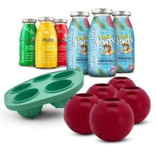 SmoothieDog Summer-Edition 3x 250 ml + Klassik-Paket 3x 250 ml + Schleckball 5 Stück