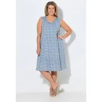 Ulla Popken Jerseykleid Midikleid Rhombenmuster A-Linie V-Ausschnitt