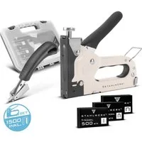 STAHLWERK Handtacker Set mit Tacker Klammerentferner + 1500 Klammern und Nägel, (Packung, 1 tlg., Einzelgerät), inkl. Klammern