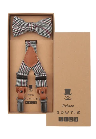 prince bowtie - Kids Set Hosenträger+Fliege m-rot