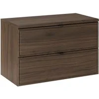 Lomadox Waschbeckenschrank TEMUCO-56-WALNUT 80 cm breit, in Walnuss mit Rahmenfräsung, wandhängend