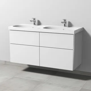 Sanipa 3way Waschtischunterbau zu Geberit Acanto Waschtisch mit 4 Auszügen, Weiß-Soft BR42043