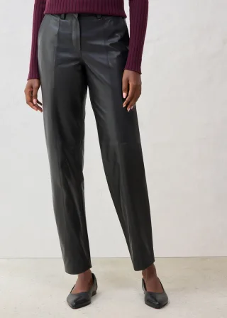 bonprix Lederhose aus Lammnappa, schwarz, Gr.46, Moderner , bequemer Karottenschnitt, Lederhose aus Lammnappa, aus Nappaleder