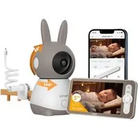TWUFY Babyphone 5 Zoll WLAN Video babyfone PTZ 355° Babyphone mit Kamera 2K/3MP, IR-Nachtsicht, Automatische Verfolgung,Temperaturanzeige, Weinen/Bewegungs/Geräuscherkennung,unterstützt Mobile App Steuerung, Präzisere Warnungen,Schlafmodus&Schreierke