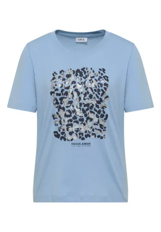 CECIL - T-Shirt mit Animalprint blau - Gr. - M