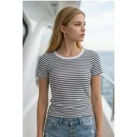 Zuckerwatte T-Shirt Rippshirt mit Streifen