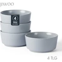 JIWOO Schüssel 4er Ø15,2cm, Müslischüssel Suppenschüssel Salatschüssel Dessertschale, Keramik, (Schüsselset, 4-tlg), Hochwertiges Schüsseln Grau Mikrowellen spülmaschinenfest Ø15,2cm