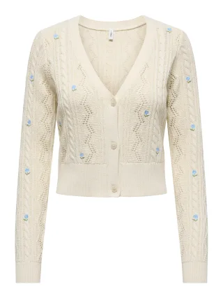 ONLY - ONLBIRTIE LS EMB V-NECK CARDIGAN NCA KNT Ecru - Gr. - L