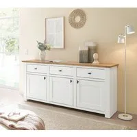 Home affaire Sideboard Bristol, schwarze Metallgriffe, elegante Kranzoptik, ausreichend Stauraum