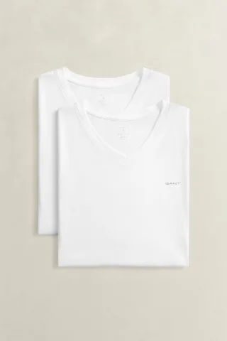 GANT - 2er-Pack V-Neck T-Shirts white - Gr. - M