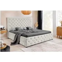 riess-ambiente Boxbett PARIS 180x200cm champagner beige - Samt, inkl. Lattenrost & Bettkasten (Einzelartikel, 1-St), Chesterfield Queensize-Bett mit Stauraum - ideal für Schlafzimmer