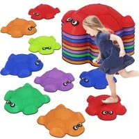 AIYAPLAY Stapelspielzeug 9-tlg. Stapelbar & Rutschfest Balanciersteine, (Trittsteine ​​in Schildkrötenform, 9-tlg), Flusssteine bis 80 kg Belastbar