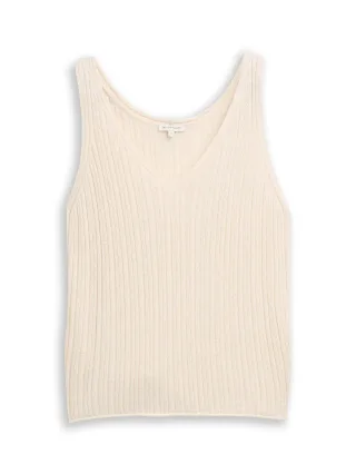 Tom Tailor - Stricktop mit V-Ausschnitt dove white - Gr. - L
